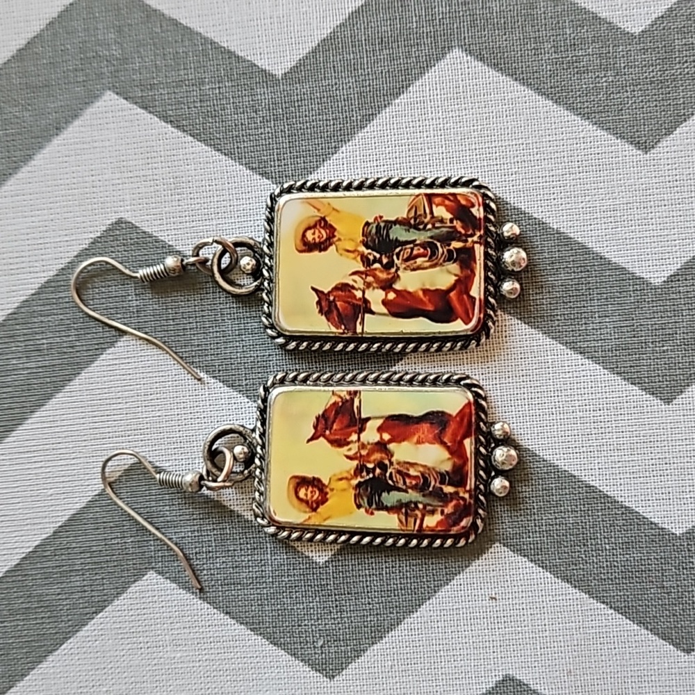Cute vintage cowgirl pinup earrings